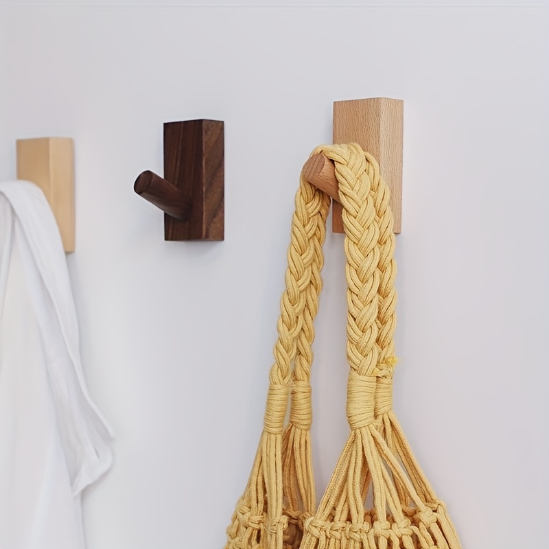 Natural Wood Wall Hooks Minimalist Hat Hanger Easy Install - Temu