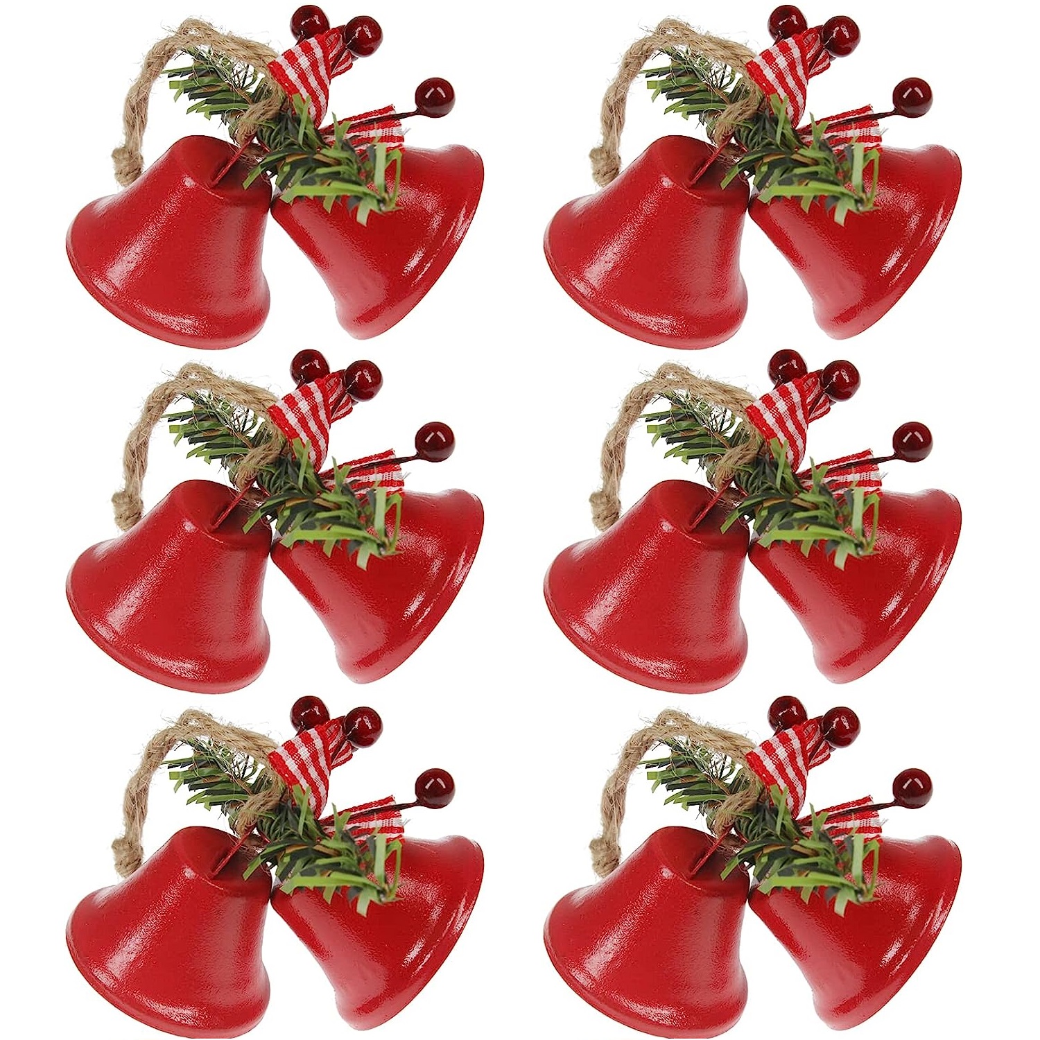 NEW -- 2 Large RED Metal 2-1/2 Jingle Bells ~ Christmas