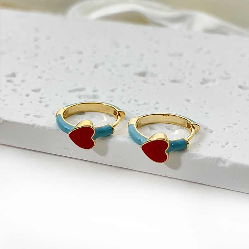 Korean Gentle Enamel Love Earrings Female 2023 New Light Luxury