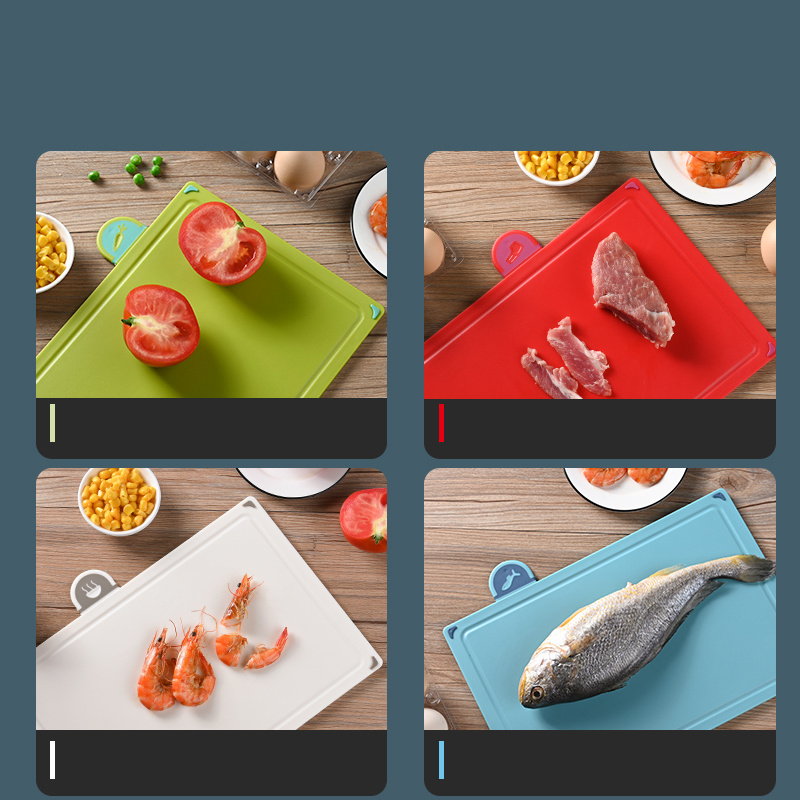 4-Piece Colour-Coded Plastic Cutting Board Set with Storage Case