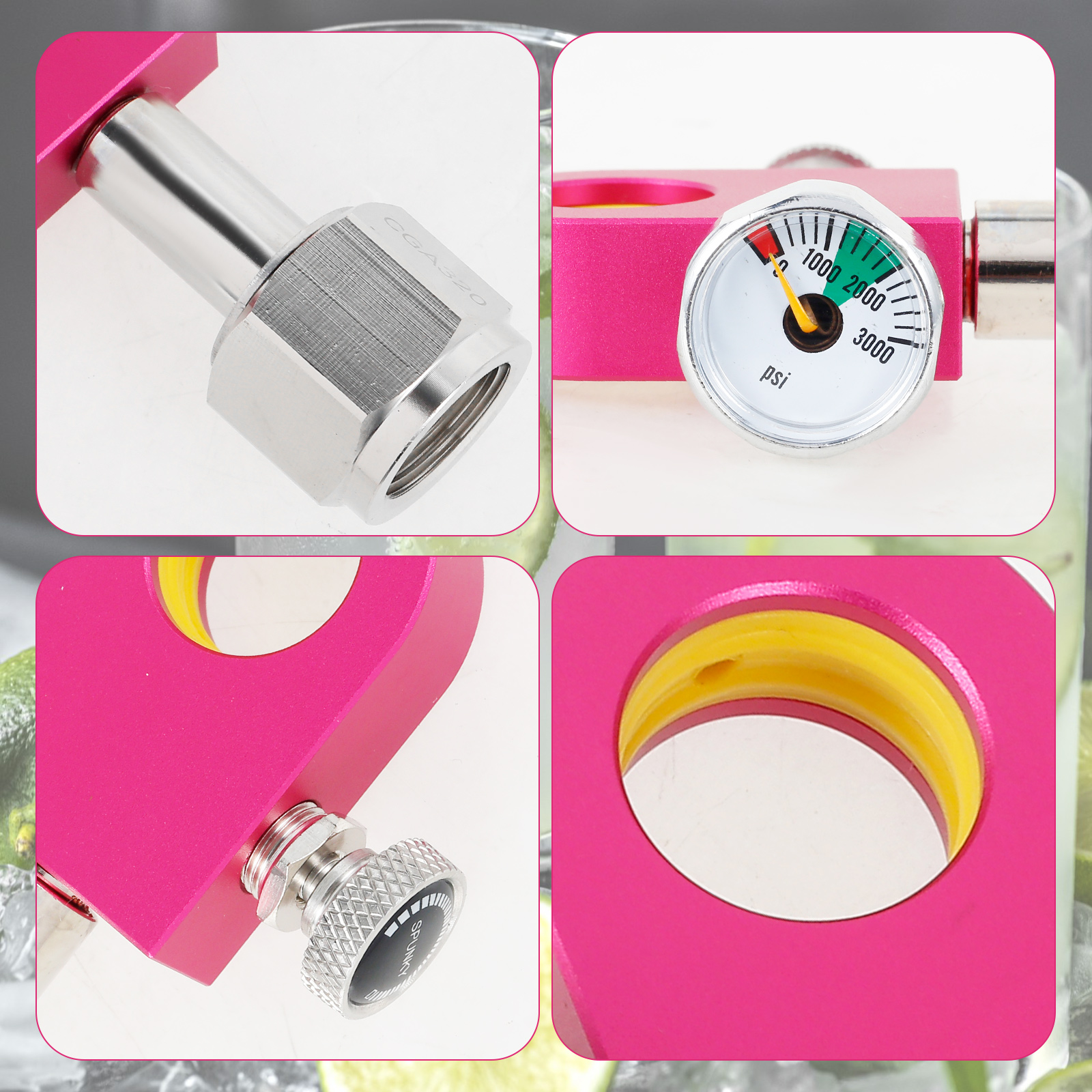 Soda Quick Connect Pink Co2 Cylinder Refill Adaptor Filling