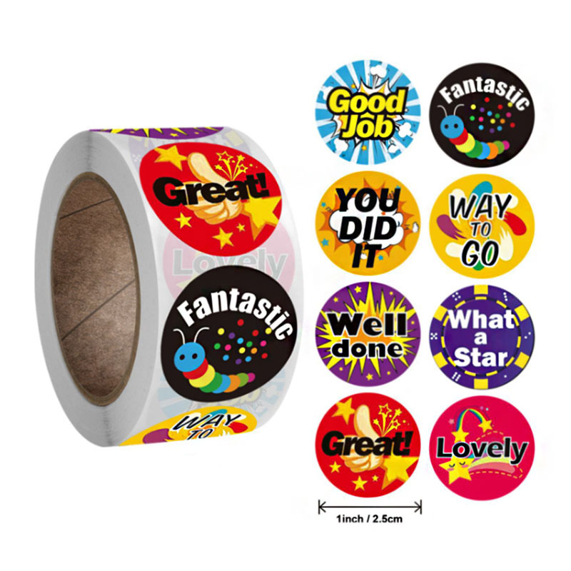 500 Incentive Stickers Adorable Round Encouraging Stickers Teacher Reward  Motivational Sticker in 4 Designs with (Each Measures 1inch Diameter)