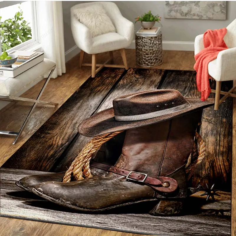 Old Cowboy Boots Area Rug, Carpet For Living Room Coffee Table Floor Mat,  Bedroom Decorative Mat Corridor Door Mat Porch Carpet, Farmhouse Room Decor  - Temu