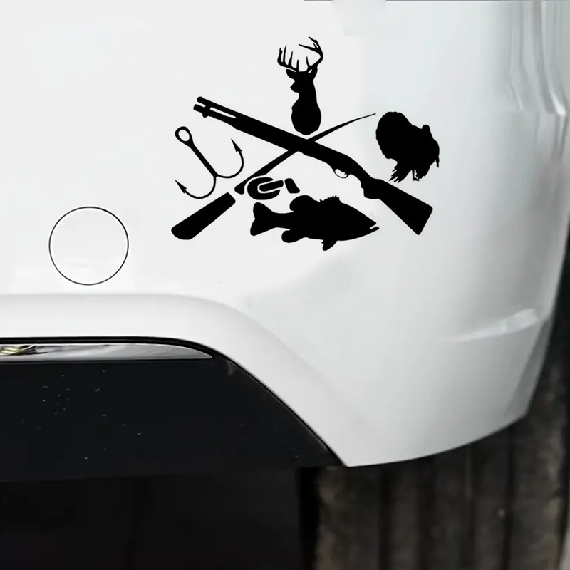 Stickers Decal Fishing Hook Car Door Hobbies Waterproof Racing Durable  White (6 X 3.07 in) White (6X3,1)