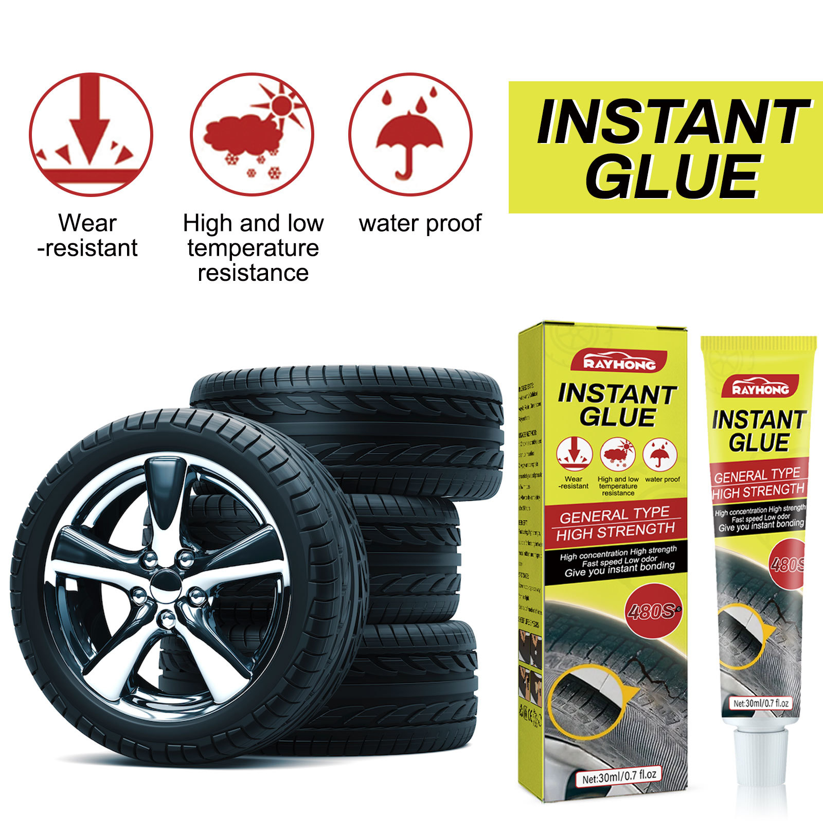 480s Car Tire Repair Glue Black Adhesives Sealers Super - Temu