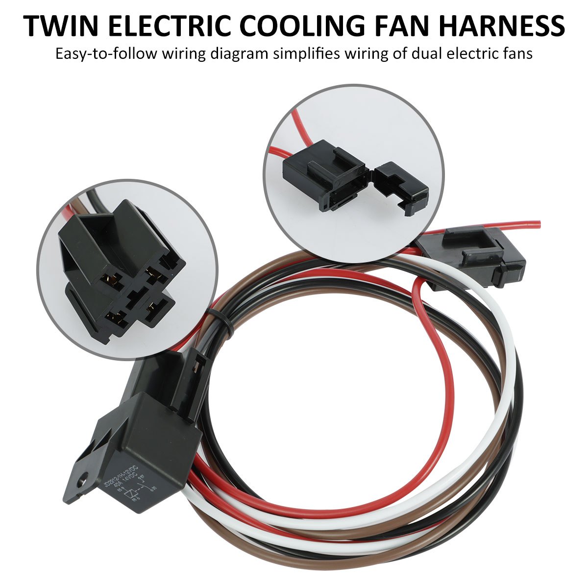 Dual Electric Fan Relay Kit With Thermostatic Sensor Switch Safe Radiator  Electric Fan Thermostat Set Premium 40a Relay Kit Cooling Fan Wiring Set  Temu Australia