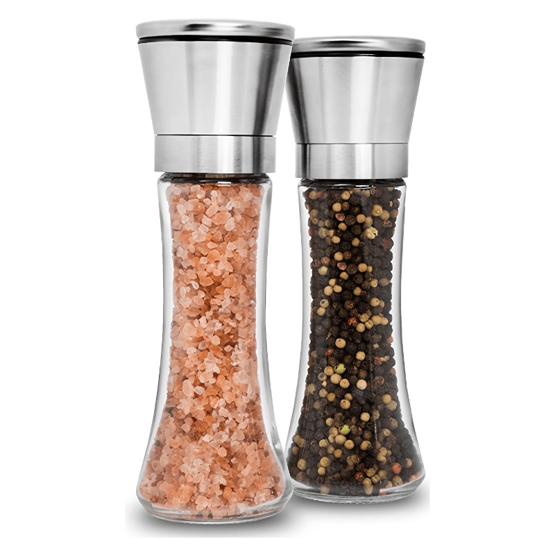 Premium Acrylic Salt and Pepper Grinder Set, Manual Salt and Pepper Mills-  Wooden Shakers with Adjustable Ceramic Core Salt Grinder and Pepper Mill 8