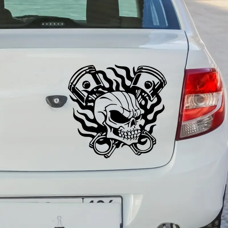 Fashion Skull Racing Flame Design Creative Car Sticker For Laptop, Water  Bottle, Car, Truck, Van, Wall, Motorcycle, Car Accessories