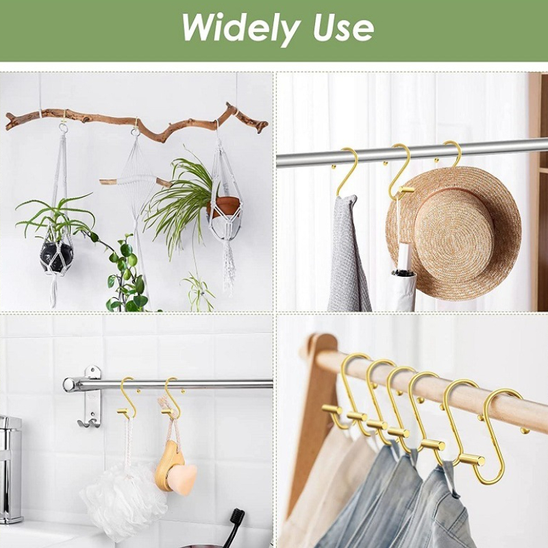 10pcs S Hooks Bathroom Curtain Hooks Metal Small S Hooks Organizing Storage