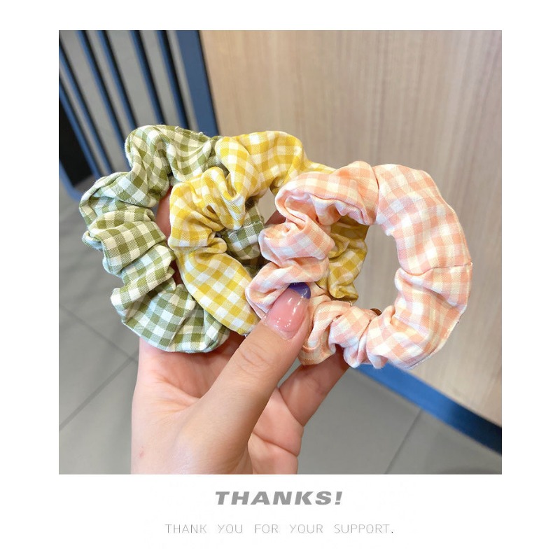 Em promoção! A Moda Xadrez Elástico De Cabelo Scrunchies Para As