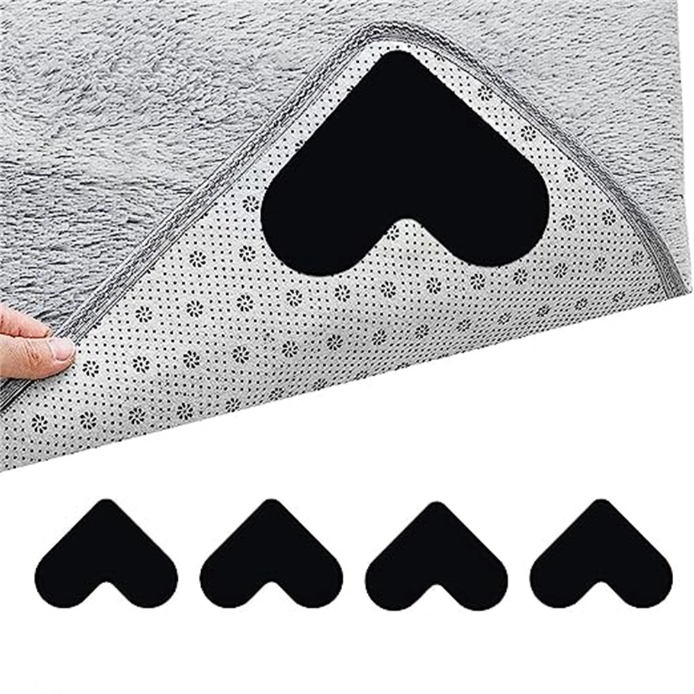 4pcs Washable Rug Gripper Pads - Double Sided Non-Slip Tape for