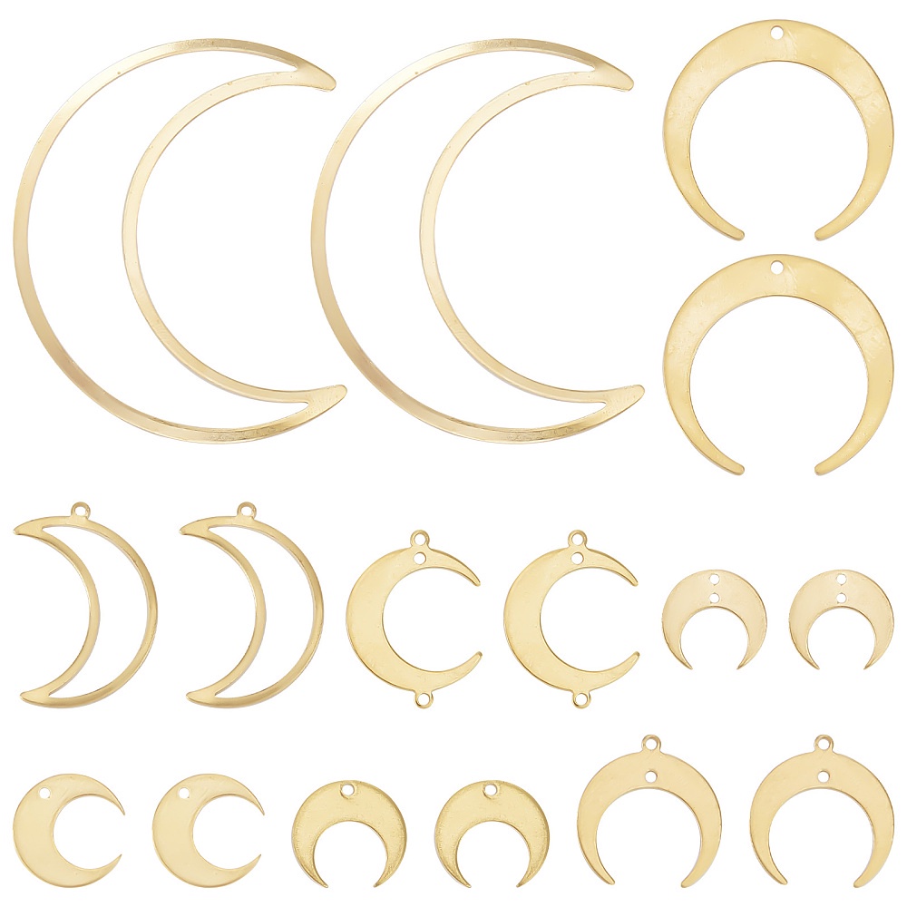 Metal Charms Moon Charms Bulk 32pcs Brass Moon Charms