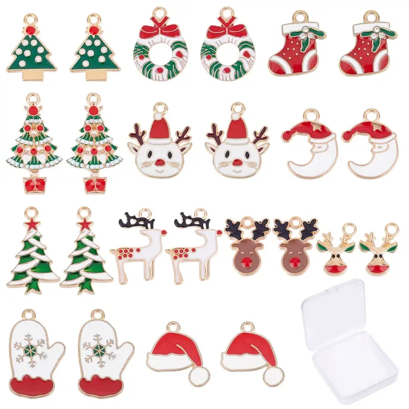 12 Styles Enamel Christmas Charms Christmas Tree Charms Bulk - Temu