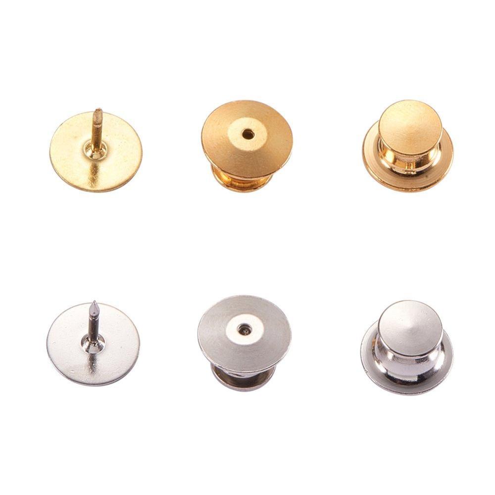 50 Pieces Metal Pin Backs Locking Pin Keepers Locking Clasp Brass Locking  Pin Backs Lapel Pin Clutch Back Butterfly Clutch Tie Tacks Pin Back with