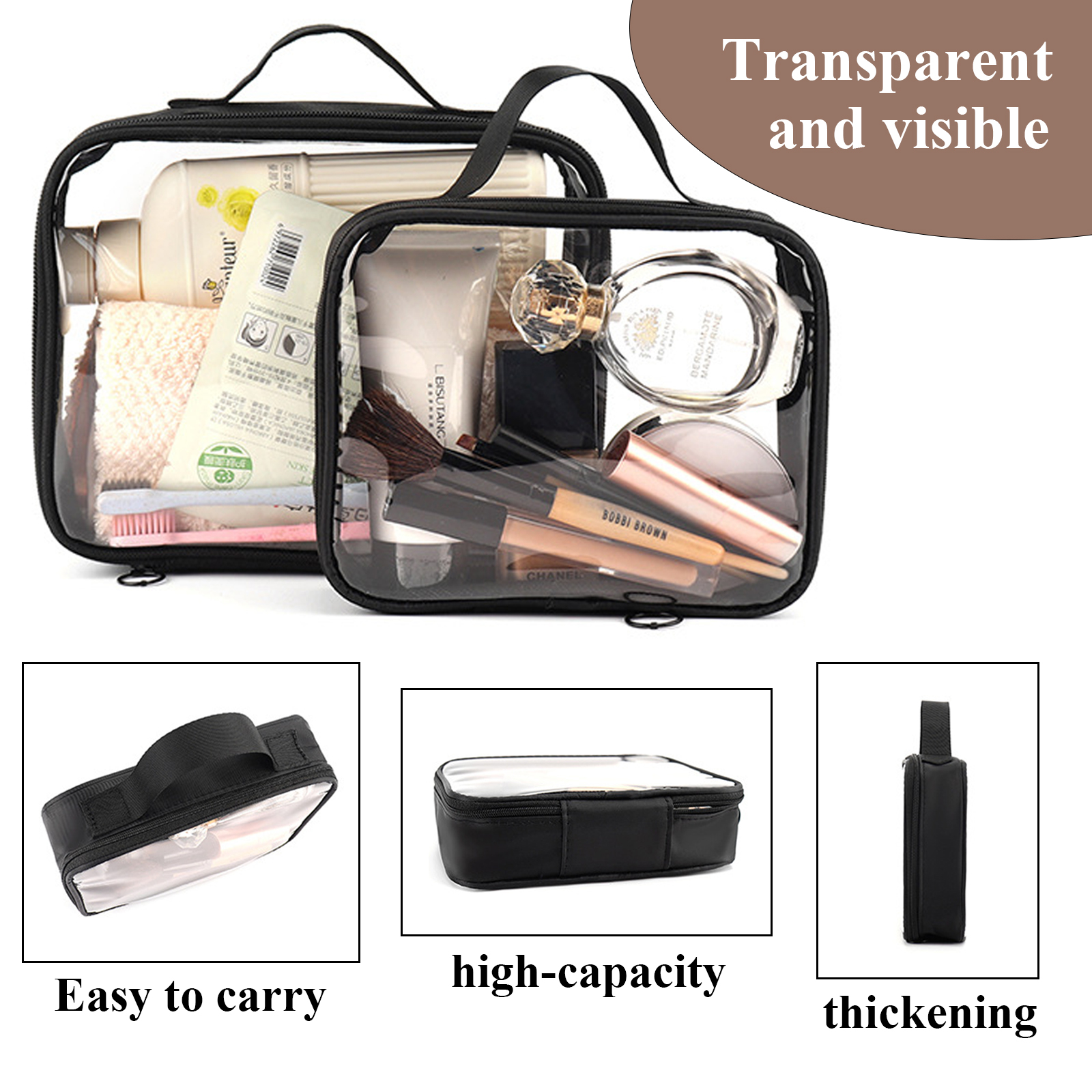 2pcs Estuche Tocador Transparente Bolsas Tocador Pvc - Temu