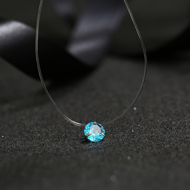 Womens Invisible Fishing Line Dainty Diamond Necklace With Clear Zircon  Pendant Perfect For Fishing And Everyday Wear From Sjtrg, $31.02