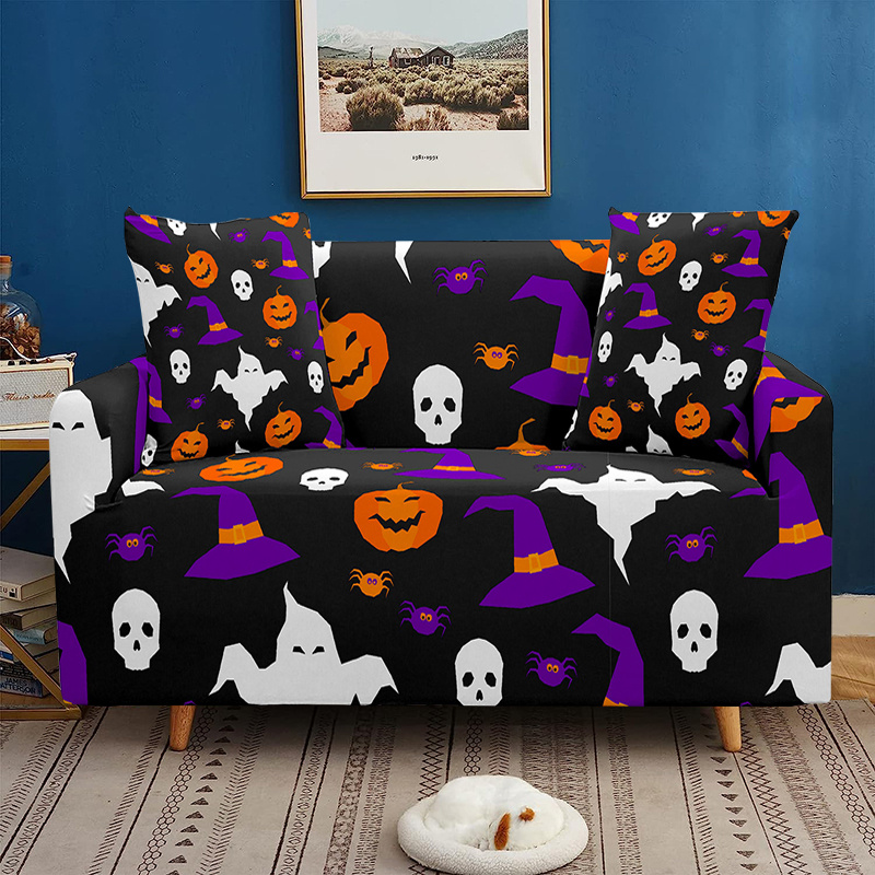 Skull and Flower Pillow Cover retro Halloween Decor Sofa 