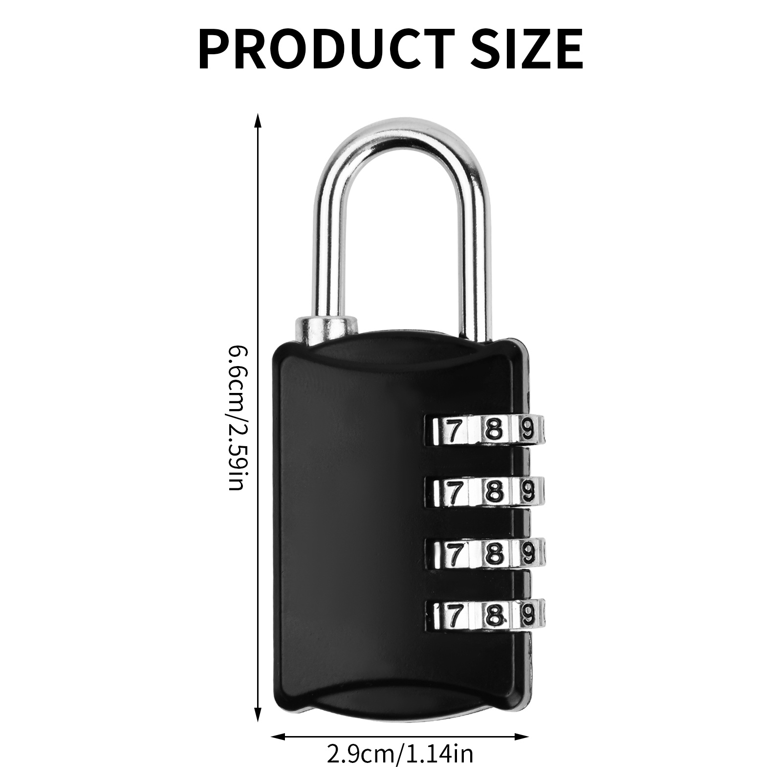 Cadenas de voyage à combinaison numérique réinitialisable, 1 1/8