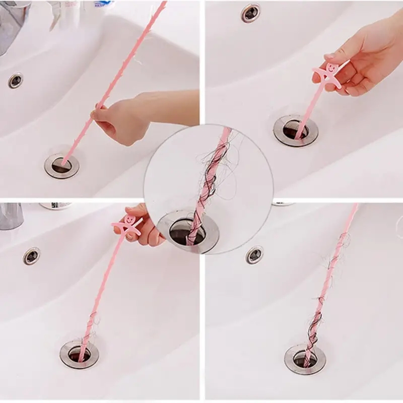 1pc Smile Face U Shaped Kitchen Pipe Dredging Hook Sewer Toilet Drain