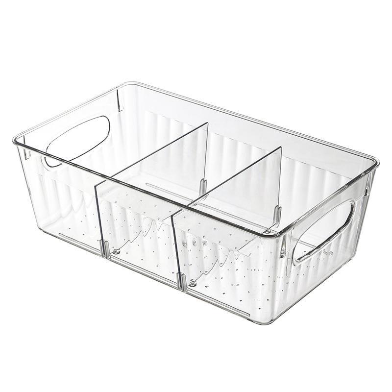 Set of 8, Stackable Clear Bins with Removable Dividers - Food