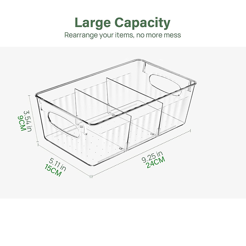 2pcs Clear Drawer Storage Box, White Pull-Out Storage Basket For