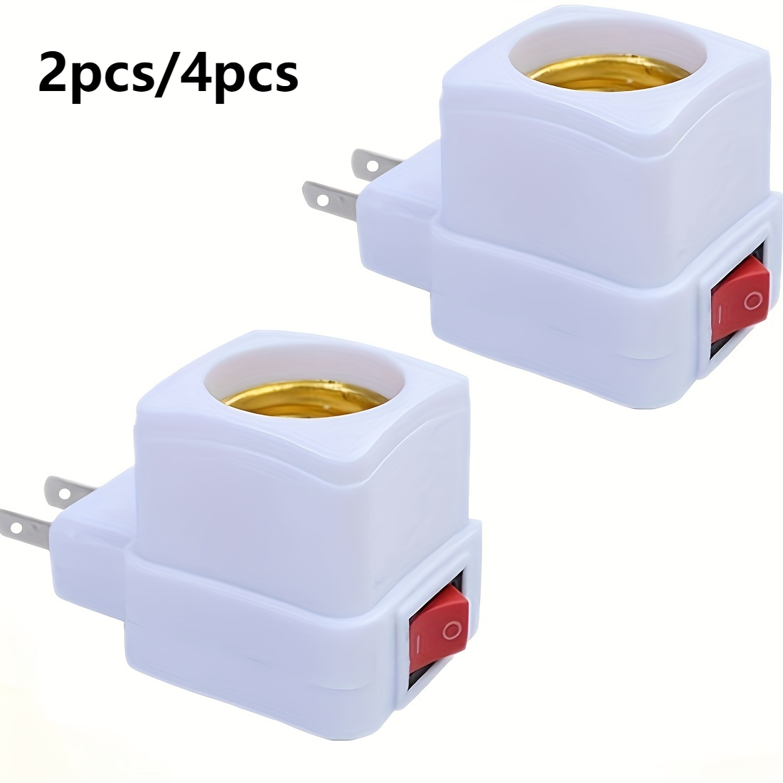 

2/4pcs E26/e27 Socket Extension Adapter: Convert Outlet To Light Bulb Socket, Maximum Wattage 60w, With Switch & Plug-in Light Socket
