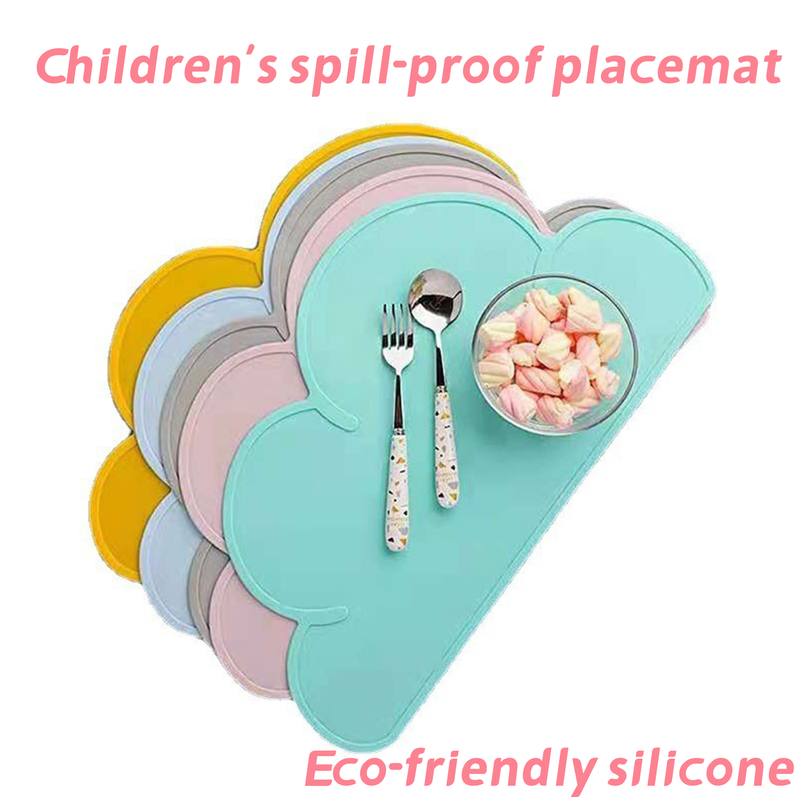 Placemats for Kids, Toddler Placemat for Dinning Table Baby Food Mats,Silicone  Placemats for Toddlers Non Slip ,Washable, Reusable, Pink 