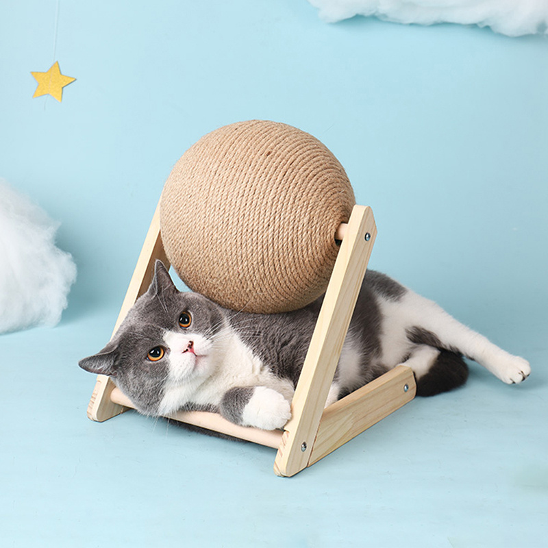 

Cat Scratching Ball Toy Kitten, Vertical Sisal Rope Ball Toy With Wooden Stand, Durable Cat Grinding Paws Toys Cats Scratcher Toy