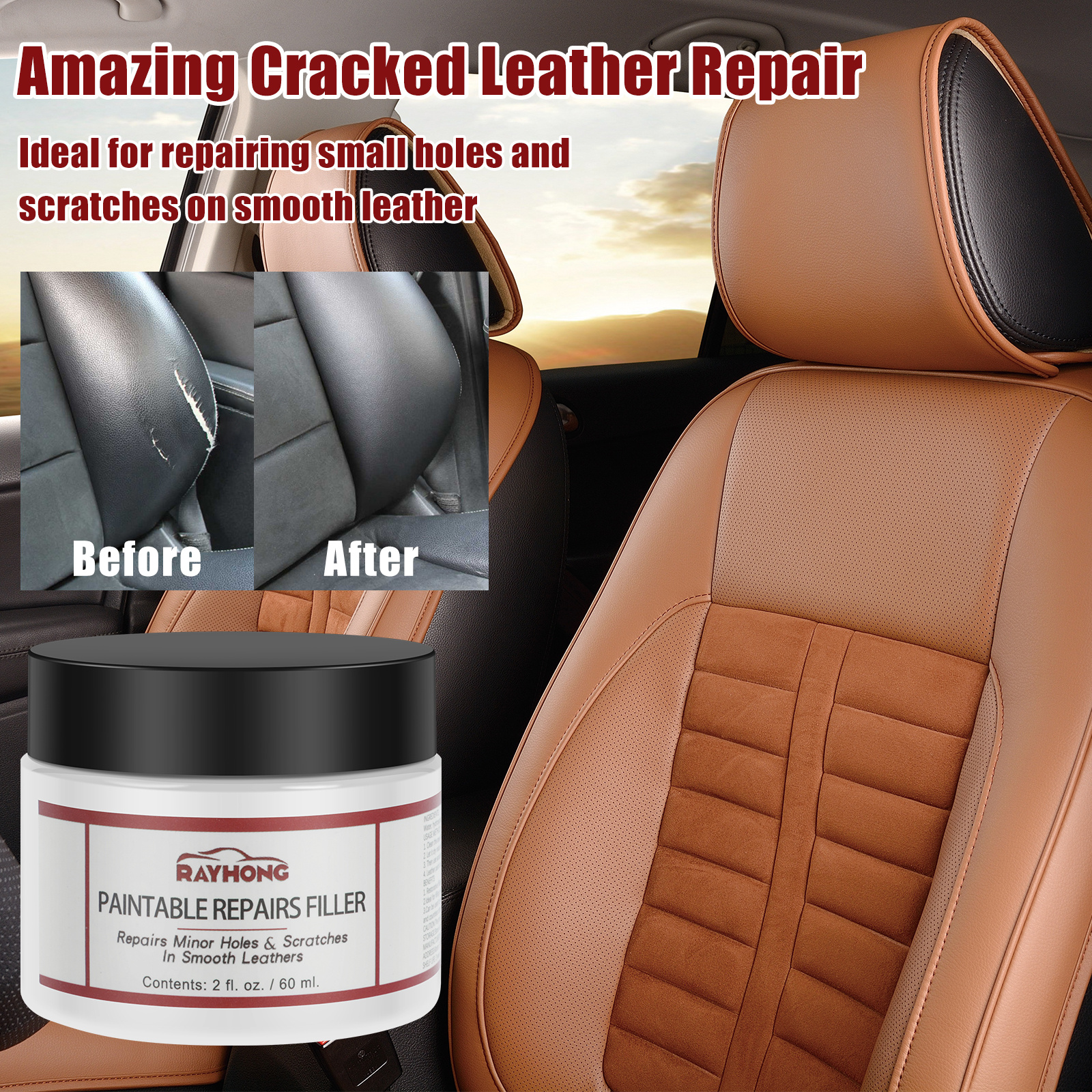 Leather Repair Kit,Leather Restorer,Leather Repair Cream,Leather Scratch  Repair and Protect Paint Cream 