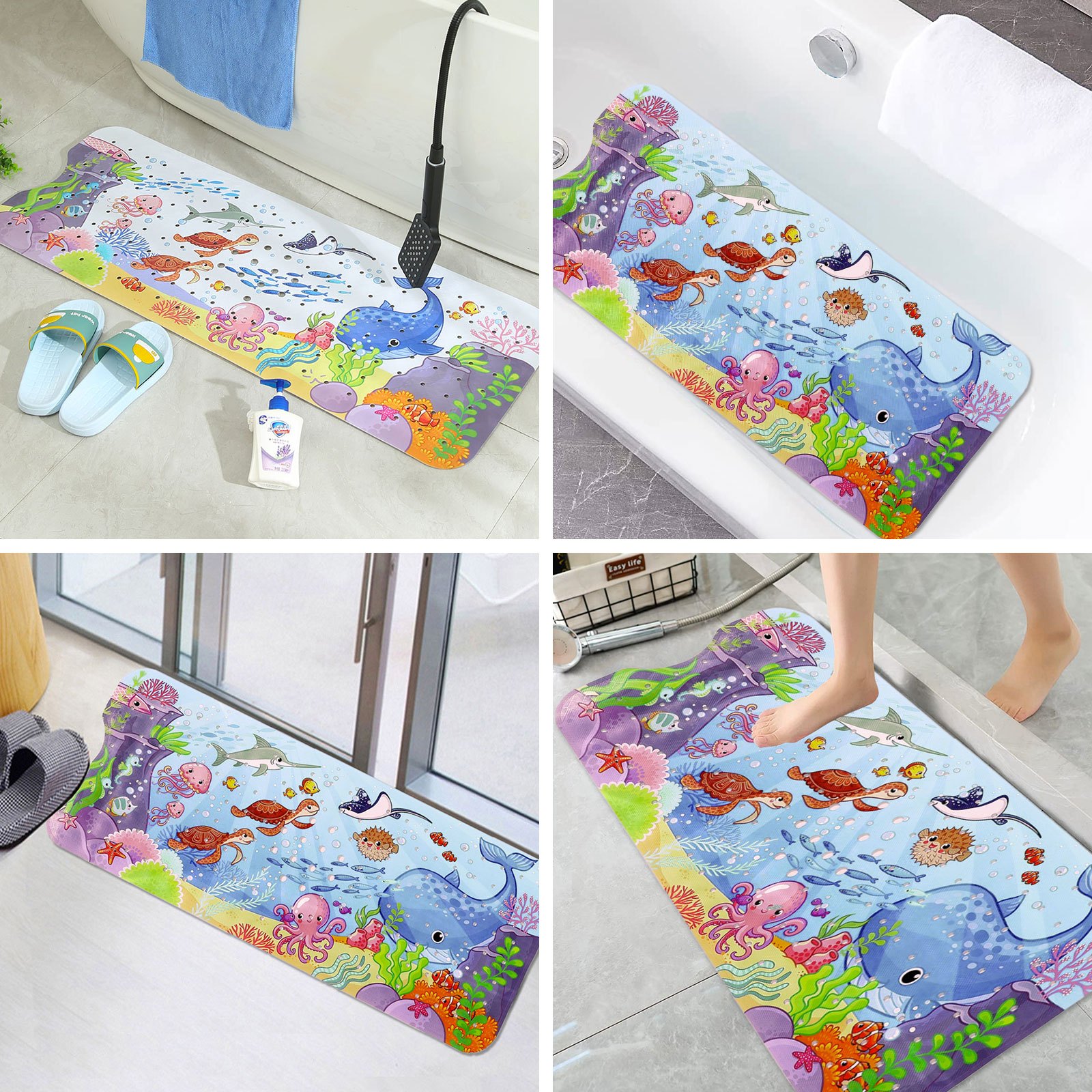 Cute Cartoon Bathtub Mat, Anti-slip Shower Stall Mat, Bathtub Mats