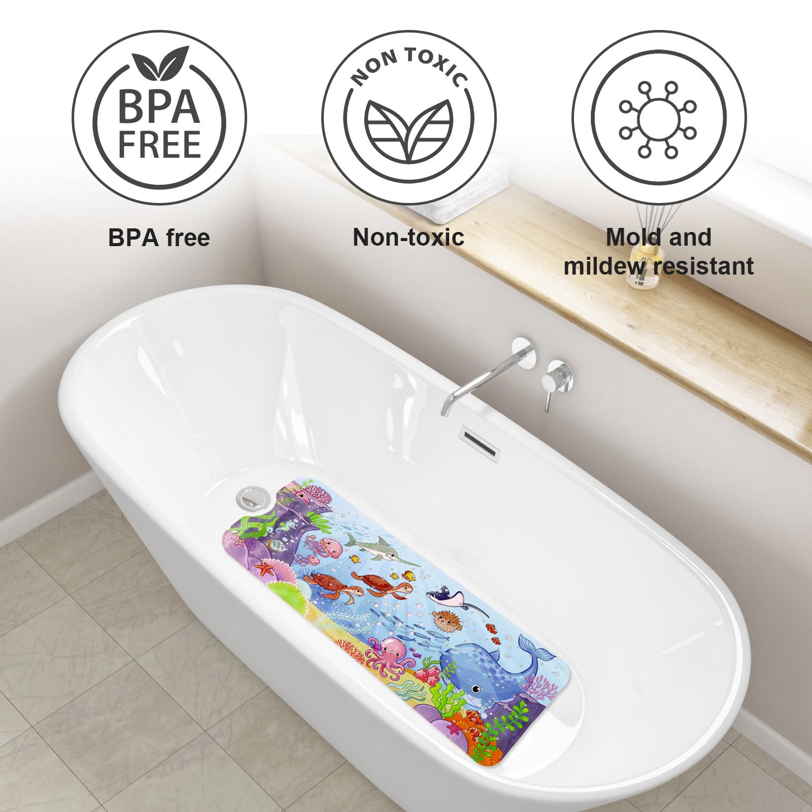 Anti-slip Shower Stall Mat, Bathtub Mats With Drain Holes And
