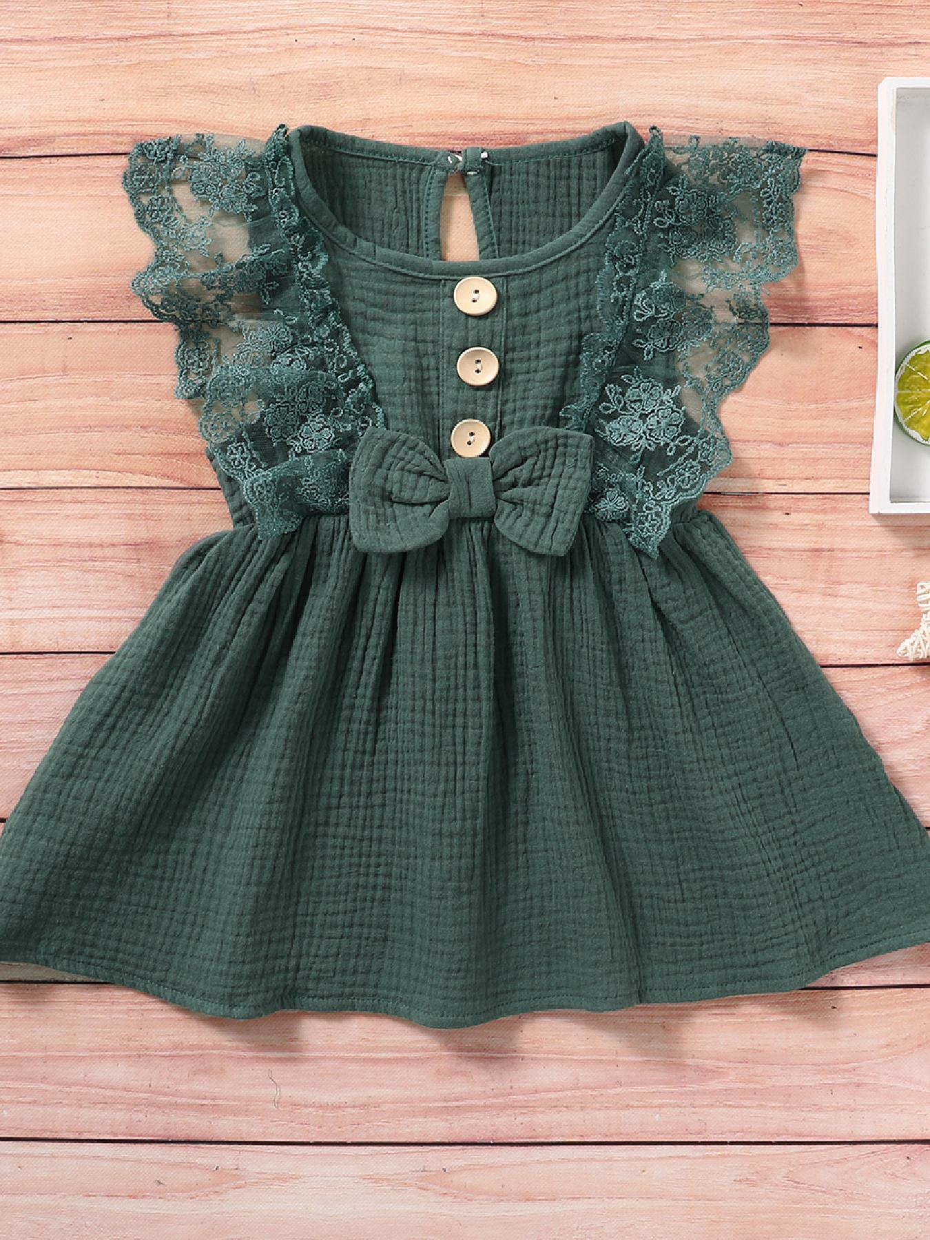 Baby girl dark hot sale green dress