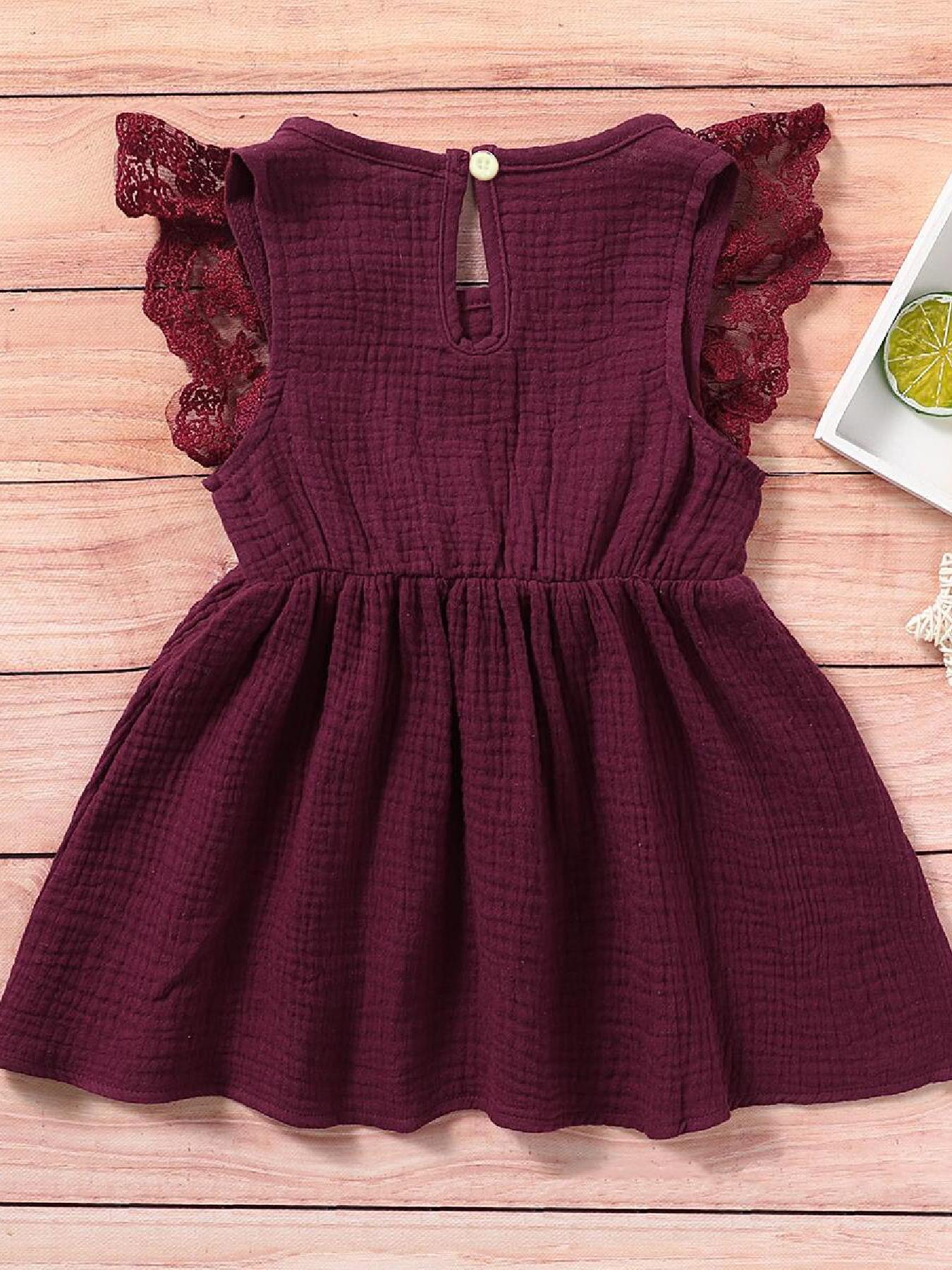 Silkberry Baby Girl Lace Dress - Sleeveless Bowknot Summer Gown With  Headband