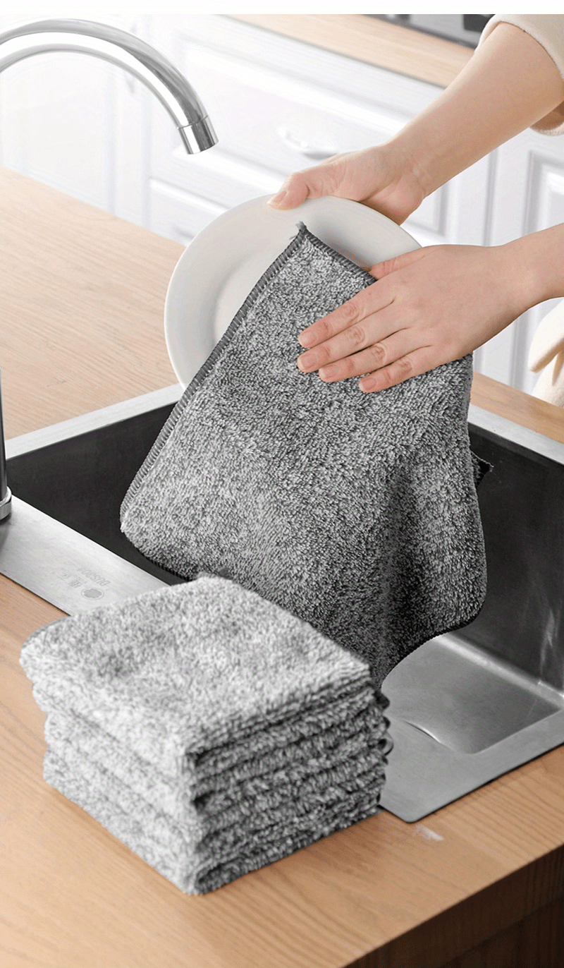 Wiping Rags Bamboo Fiber Towel Cleaning Washing Dish Cloth Clean Rags  Kitchen