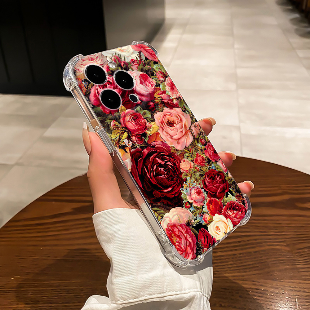 Hermosa Funda Teléfono Flores Rosas: Regalo Perfecto - Temu