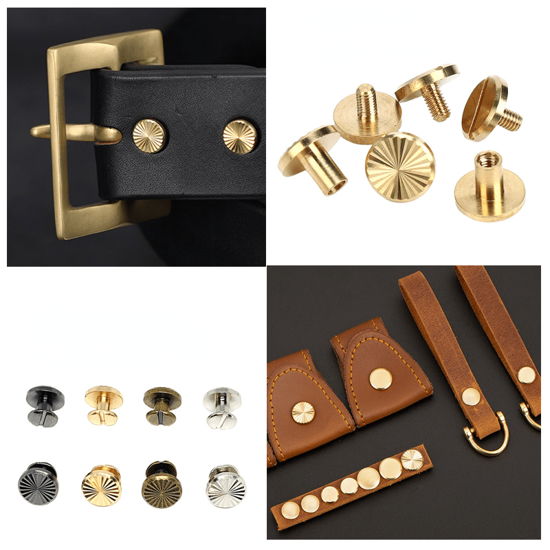 D-rings Rivets Post Head Buttons Gold Ball Studs Rivets With D