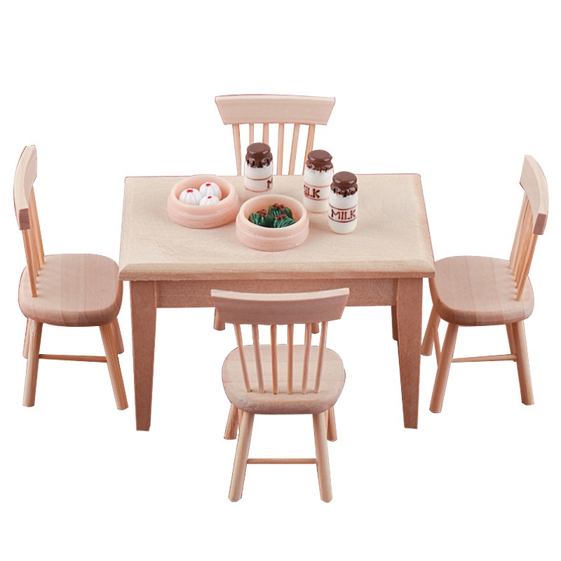 Simulative Mini Furniture Wooden Dining Table Chair Model - Temu