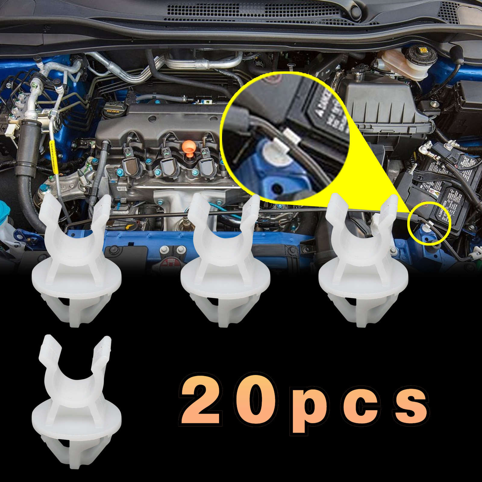 2 pièces clips support de tige de capot de voiture en plastique