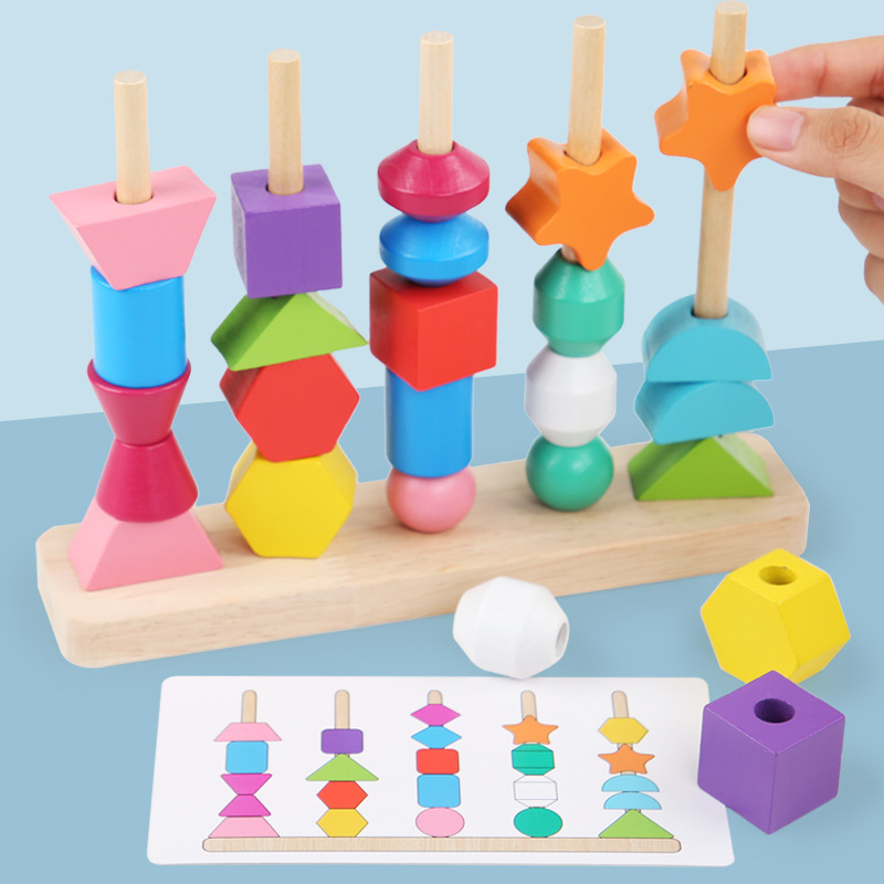 Montessori Toys Bead Sequencing Set, Montessori Threading Toys