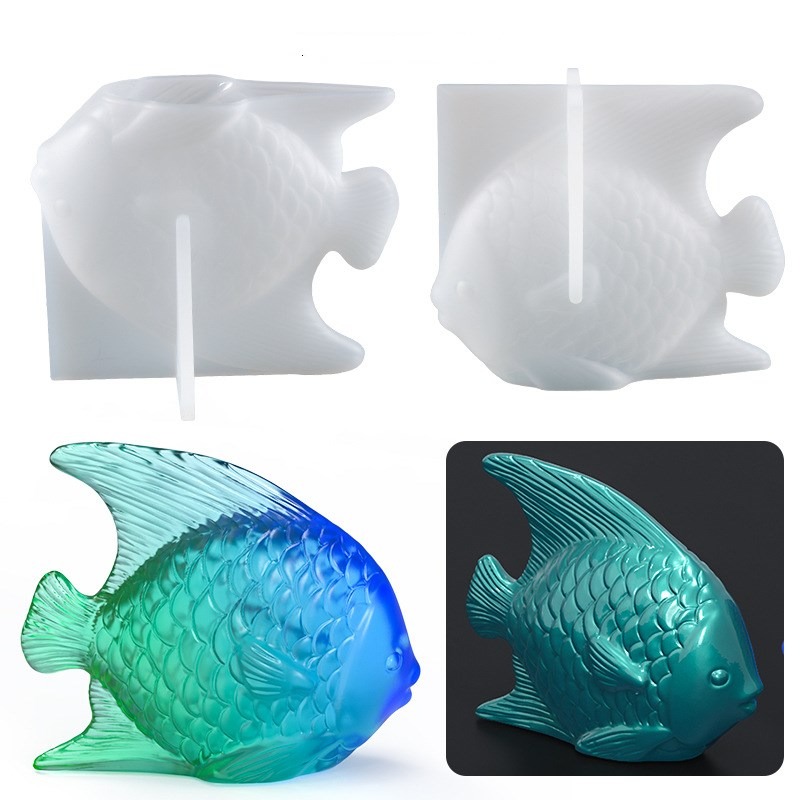 

1pc/diy Crystal Epoxy Mold 3d Flat Goldfish Ornament Decorative Ocean Style Fish Shape Handmade Silicone Mold For Diy Diy Candle Cake Making Home Decoration Ornament Mold Gift Craft Mold