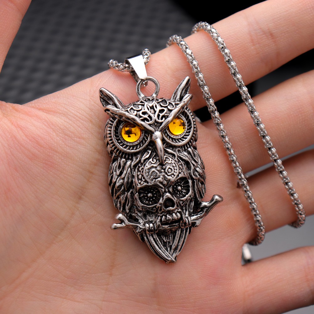 Mens hot sale owl necklace