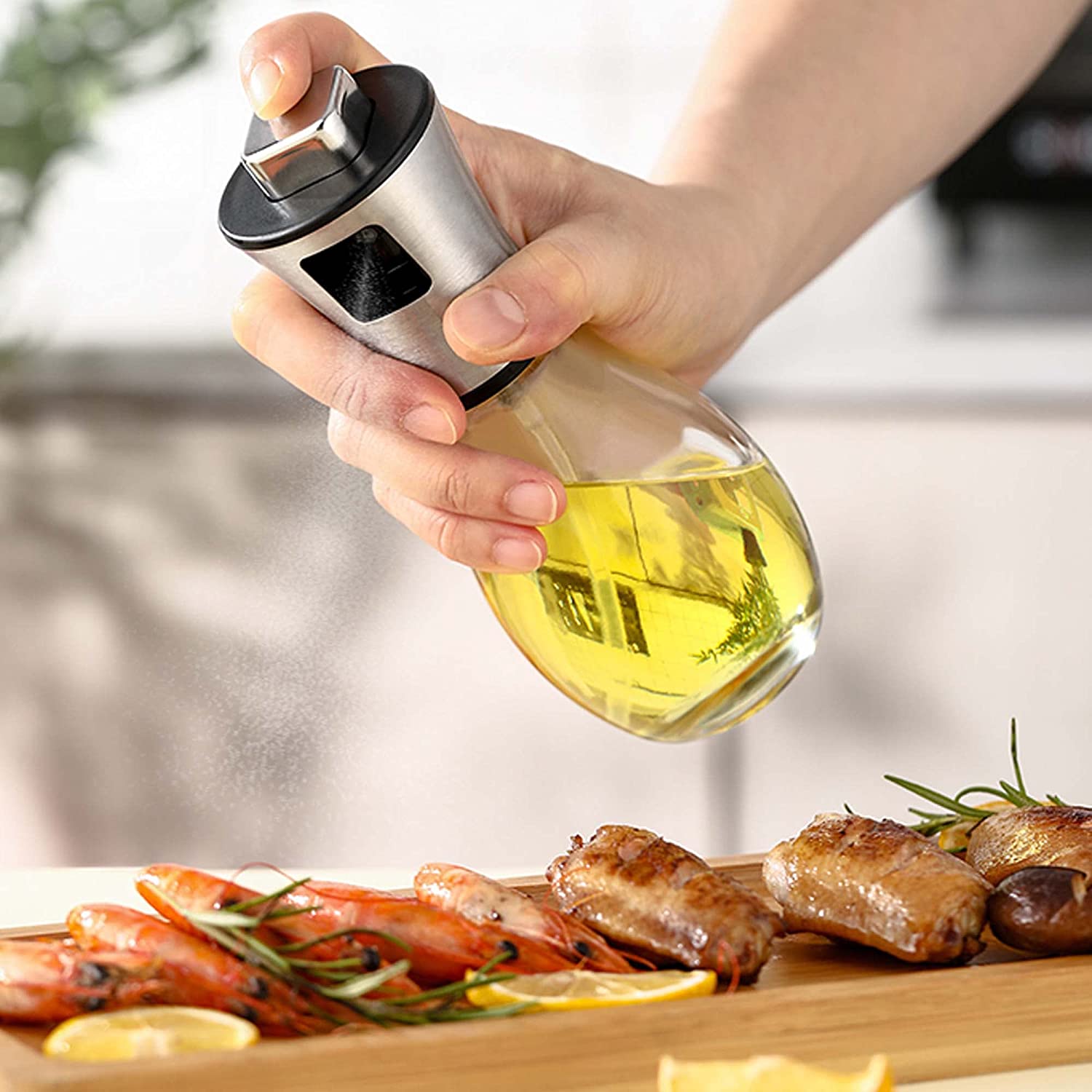 Oil Spray Bottle Glass Kitchen Oil Sprayer For Air Fryer, Cooking