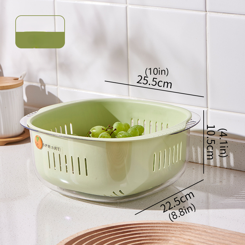 Drain Basket Double-Layer Vegetable Washing Basket Kitchen Basin