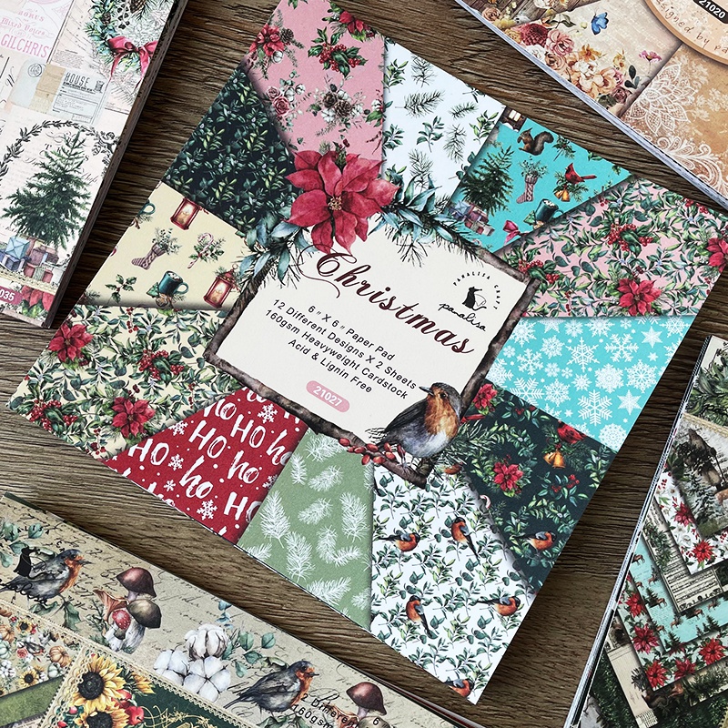Scrapbook Paper, 24 Sheets Craft Scrapbooking Paper Pad 6x6 Single-Side  Printing Junk Journal Cardstock Paper Supplies for Card Making Decorative