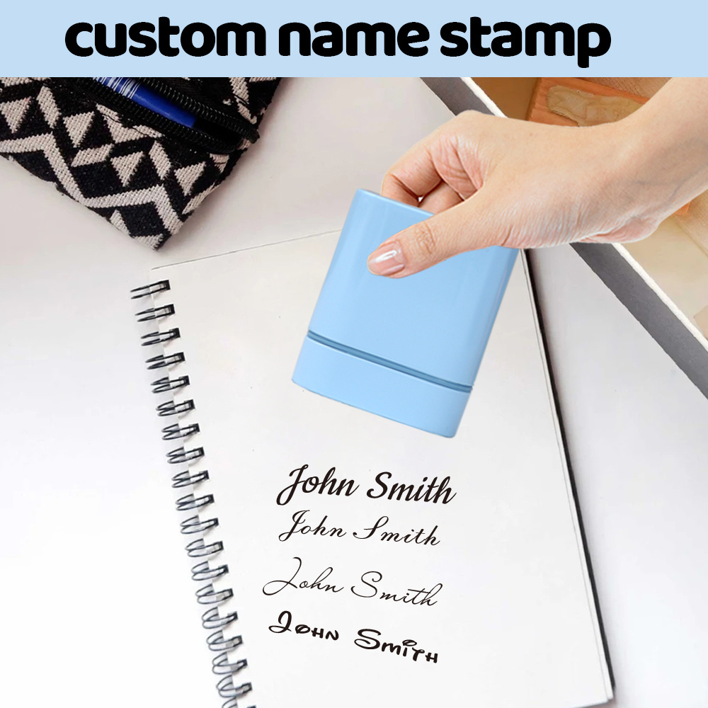A Blue Signature Stamp Personalized Name School Office - Temu