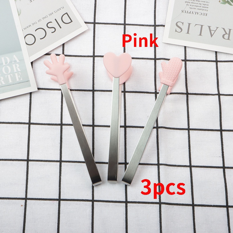 Creative Small Palm Heart Silicone Food Tongs Ice Candy Kitchen Stainless  Steel Non-slip Mini Tongs