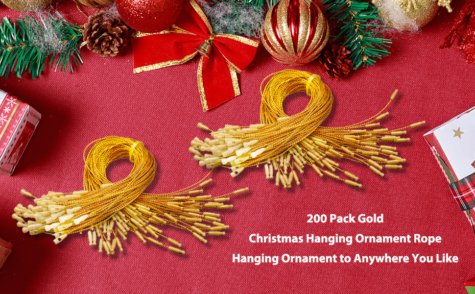 Christmas Ornaments Hanger String 1000Pcs Ribbon Ornament Hook Ropes Precut  String with Snaps Locking