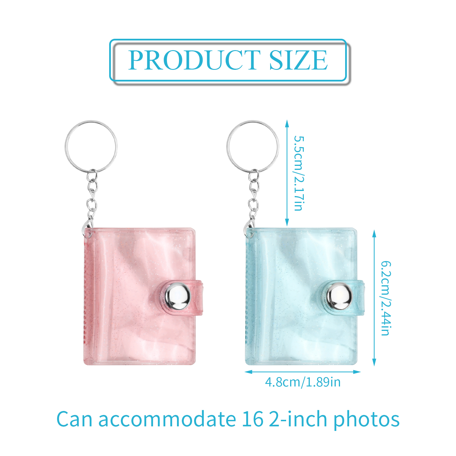 Mini Small Photo Album Keyring 16 Pockets 2 Inch ID Instant