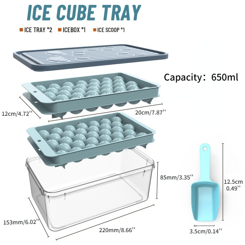 Ice Ball Maker Reusable Mold Mini Round Ice Cube Tray with Lid Bin for  Freezer,  in 2023