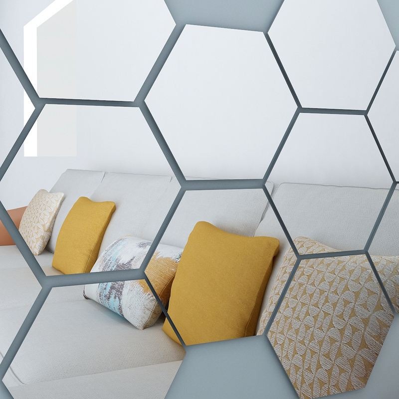 12pcs 3D Hexagon Mirror Wall Stickers Self-adhesive Acrylic Home Decor
